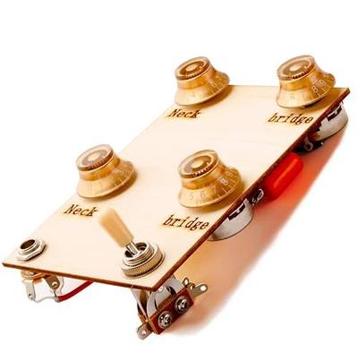 Pre-soldered Wiring Harness for Guitars with Humbucker Pickup, Standard Wiring Kit with Long Shaft Potentiometers Orange Capacitors Toggle Switch Output Jack to Upgrade Your Guitar's Sound