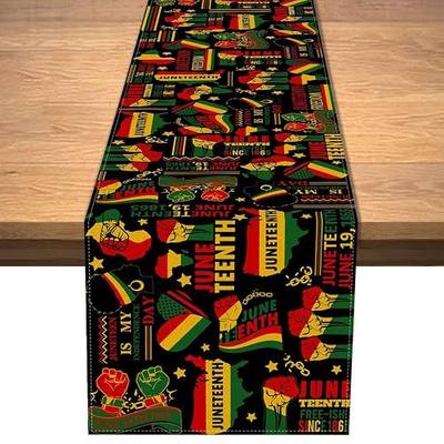 Juneteenth Table Runner Black Pride African American Festival Independence Day Freedom Liberation Patriotic Celebration Holiday Party Kitchen Decoration