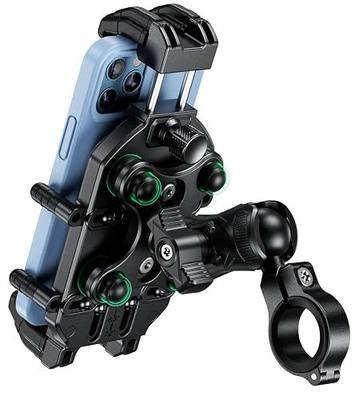 BRCOVAN Anti-Theft Motorcycle Phone Mount Holder with Vibration Dampener | with Secure Lock, Adjustable Size Handlebar Cellphone Cradle for Bike Bicycle Scooter ATV, Fit 5.4 - 7.2'' Smartphones