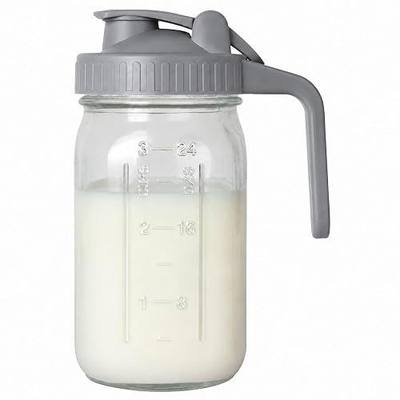 OneDream Breast Milk Pitcher 32oz Glass Pitcher with Lid, Formula Pitcher Leak Proof Drip-Free Spout, Wide Mouth Mason Jar Pitcher for Easy Pouring, Dishwasher Safe Breastmilk Storage Pitcher