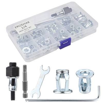 1/4 Jack Nut with Installation Tool Threaded Insert Nuts Nutserts Jack nut Screw Anchor Spider Rivnut Blind for Plastic Polywood Pressboard Hardboard