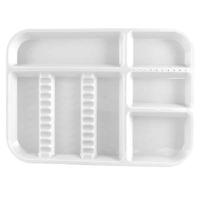 1P White Instrument Divided Tray, Size B (Ritter) Autoclavable, Divided Setup Tray, B-Lok Divided Tray, Plastic, 13-3/8" x 9-5/8" x 7/8"