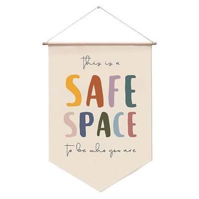 Classroom Decor, Classroom Signs Wall Art, Safe Space Wall Hanging Banner for School Counselor Office, Calm Corner and Mental Health Decor for Classrooms, Therapist and Social Worker Offices