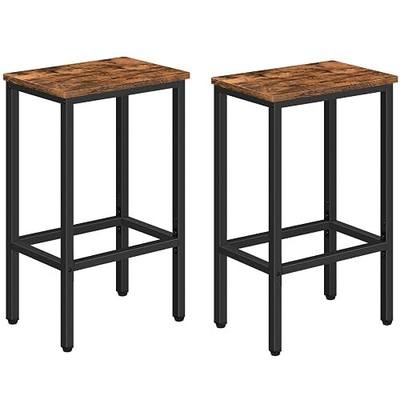MAHANCRIS Bar Stools, Set of 2 Bar Chairs, Kitchen Breakfast Bar Stools with Footrest, 25.8" Dining Stools, Rectangular Industrial Bar Chairs, for Dining Room, Kitchen,Rustic Brown BAHR0101Z