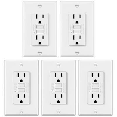 ELECTECK 5 Pack GFCI Outlets 15 Amp, Non-Tamper Resistant, Decor GFI Receptacles with LED Indicator, Ground Fault Circuit Interrupter, Wallplate Included, ETL Listed, White