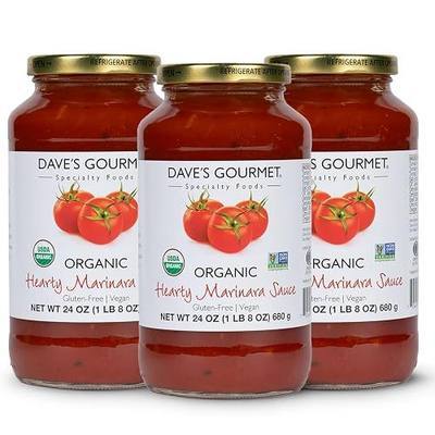 Dave's Gourmet Organic Hearty Marinara Pasta Sauce - Thick & Savory Tomato Garlic Blend - Marinara Sauce - Ideal for Pasta, Pizza, Sausage & More - Vegan & Gluten Free - 24oz Jar (Pack of 3)