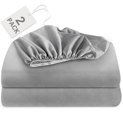 Twin Fitted Sheet 2 Pack, Twin Bedding Fitted Sheets Only, Grey | Shrinkage & Stain Resistant Bottom Bed Sheets with Deep Pocket up to 14", Wrinkle Free & Easy Care