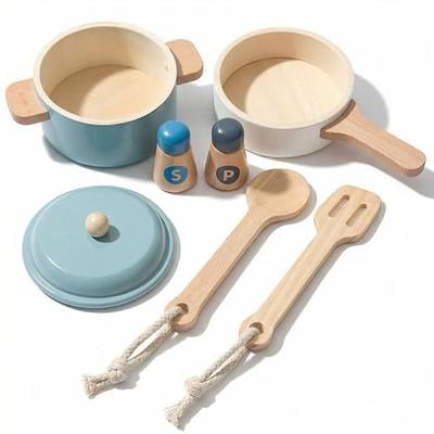 Premium Toddler Play Kitchen Toys, Wooden Kitchen Utensils, Accessories for Pretend Play Kitchen Set, Montessori Learning Toy, Pretend Cooking Playset, Gift for 3+