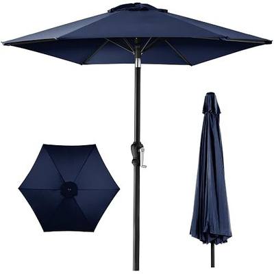 Best Choice Products 10ft Outdoor Patio Umbrella, Outdoor Table Umbrella, Yard Umbrella, Market Umbrella with 6 Sturdy Ribs, Push Button, Tilt and Crank - Navy Blue