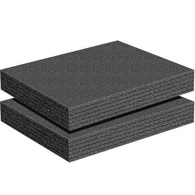 Treela 2 Pcs Customizable Polyethylene Foam Sheets 16x12x2" Black Thick Cuttable Foam Padding Inserts for Cases, Polyethylene Block Sheet for Packing Toolbox Storage and Craft Pad