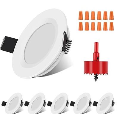 RVZONE RV Boat Recessed Ceiling Light 6 Pack 12V LED Puck Light with Hole Puncher DC 12V 3W Full Aluminum Downlights for Under Cabinet Camper Vans RV Interior Lighting,5500-6000k
