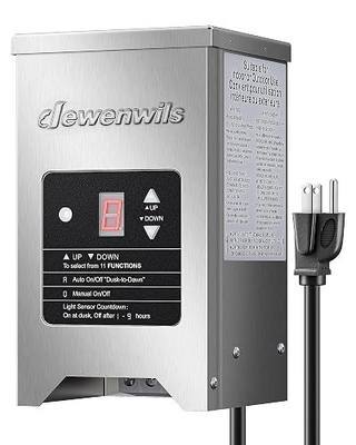 DEWENWILS 150W Low Voltage Landscape Transformer with Photocell Sensor, 120V AC to 12V/15V AC, Low Voltage Transformer for LED Landscape Lights, Spotlight, Weatherproof Stainless Steel, ETL Listed