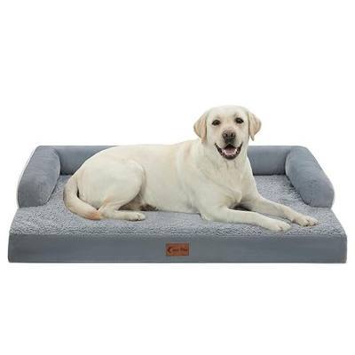 Orthopedic Washable Dog Bed for Extra Large Dogs, 45x35in, Grey | Orthopedic Foam Relieves Joint Pressure, Bolsters Supports Head And Neck, Washable Cover, Non-Slip Bottom