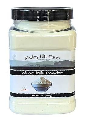 Whole milk powder By Medley Hills Farm in Reusable Container 1 lb. - Great dry milk powder for baking - Product of USA