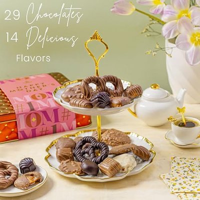 Chocolate Gift Basket, Food Gifts Arrangement Platter, Gourmet Snack Box, Mom, Her, Grandmother, Mother - Bonnie & Pop