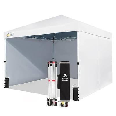 CROWN SHADES 10X10 Commercial Instant Pop Up Canopy, White | 300D Silver-Coated Fabric, CenterLok One Push Tent, STO-N-Go Bag, 3 Height Adjustment, 4 Sidewalls