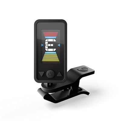 D'Addario Eclipse Rechargeable Headstock Clip-On Guitar Tuner, Black | Rechargeable Eclipse clip-on tuner provides accurate tuning, USB charging, clear visibility, and reliable performance.
