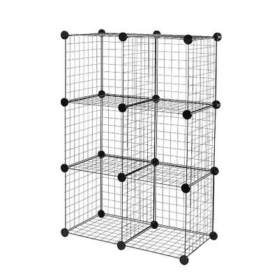 Amazon Basics 6-Cube Wire Grid Stackable Storage Organizer, Metal Shelving Unit, No-Tool Assembly, 26"W x 38"H x 12.6"D, Black