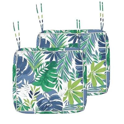DYTXIII Patio Cushion Covers 24 X 24 X 4 inch, Outdoor Chair Seat Covers with Zipper Only, Water Resistant Cushion Slipcovers Furniture Replacement for Garden Sofa Wicker 2 Pack, Islamorada Blue Green