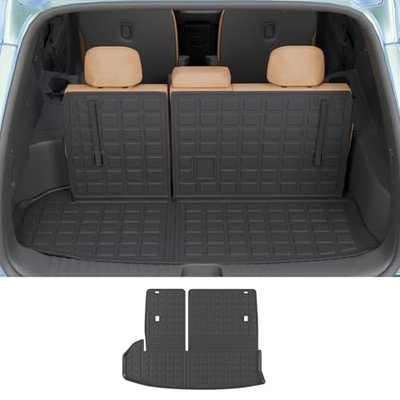 Rongtaod Floor Mats Set for 2014-2019 Toyota Highlander 7 Seats | Trunk Mat Cargo Mat Cargo Liner TPE All Weather Back Seat Cover Protector Floor Liner 2019 Highlander Accessories
