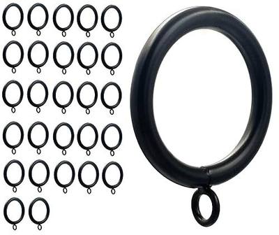 Curtain Ring Metal 28-Pcs 1.5 Inch Inner Diameter with Eyelets Fit Up to 1 1/4-Inch Rod Large Wire Diameter (Black-28Pcs)