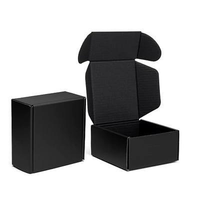 Mcfleet 4x4x2" Black Shipping Boxes - Corrugated Cardboard Mailing Box Packaging for Small Business - Tab Locking Literature Mailer Flat Empty Gift Packing Supplies 24 Pack