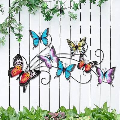 POHOHO Metal Butterflies Wall Decor Art, 22"×13.3", Indoor & Outdoor Decoration, 3D Colorful Hanging Butterfly Decorations for Patio Garden Fence Yard