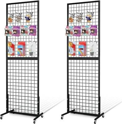 NectaCol Grid Wall Panels, 2 Packs 2'x 6' Gridwall Panels Tower with T-Base, Black Wire Grid Wall Display Rack, Craft Show Display Rack, Art Gridwall Display Stand