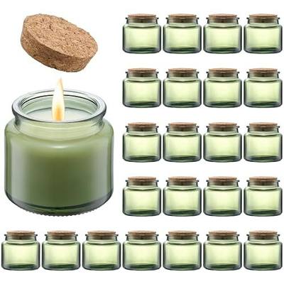 Danmu 3oz Glass Candle Jars,Candle Jars for Making Candles 24 Pack | Thick Glass,Cork Lids,Eye-catching Green Color,Candle Jars Bulk,Bridal Shower,Baby Shower,Party Favors,Gift Choice,DIY Craft