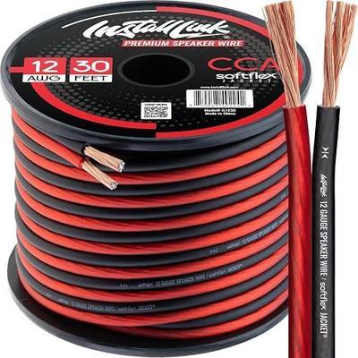 Install Link 12 AWG Gauge Speaker Wire Cable (30 Feet) Stereo, Car or Home Theater, CCA