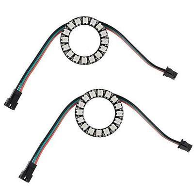 2PCS 16 Bits WS2812 5050 RGB LED Ring Lamp Light Stage Light with Integrated Full Color RGB Ring Drivers for Arduino Raspberry Pi ESP32