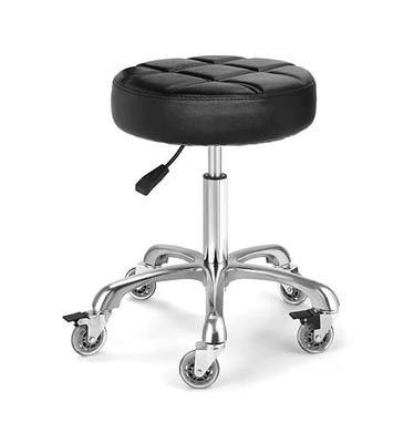 Adjustable Heavy Duty Stool - Rolling Stools with Locking Caster Wheels - Swivel Stools Backless Chair for Beauty Hair Salon Spa Home Kitchen Office Shop Massage(Black, Height 18 to 22 in)