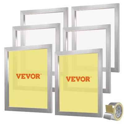 VEVOR 6 Pieces Aluminum, 20x24inch Silk Screen Frame with 110 Count High Tension Nylon Mesh and Sealing Tape for T-Shirts DIY Printing, Silver
