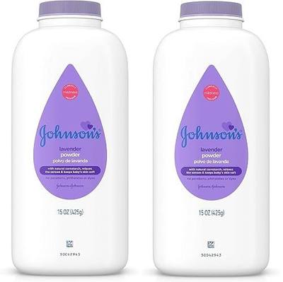 Johnson's Lavender Baby Powder with Naturally Derived Cornstarch, Hypoallergenic and Paraben Free, 15 oz (Pack of 2)