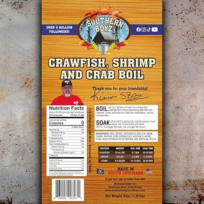 Southern Boyz Seasonings Cajun Seafood Boil – 4 lb Bulk Sack (No MSG, Gluten-Free) – Perfect for Crawfish, Shrimp, Crab, and Authentic Cajun-Style Seafood Feasts