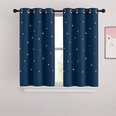 NICETOWN Moroccan Blue Blackout Curtains for Boys/Kids Room, 1 Set, W34xL45 | Star Curtains for Girls' Bedroom, Thick and Soft Room Darkening Shade for Baby Nursery