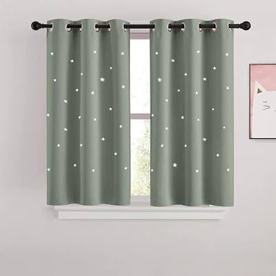 NICETOWN Twinkle Stars Curtains for Kids Room, Sage Green, W34 x L45 | Romantic Room Decoration Grommet Blackout Curtains Drapes for Baby Nursery/Thanksgiving