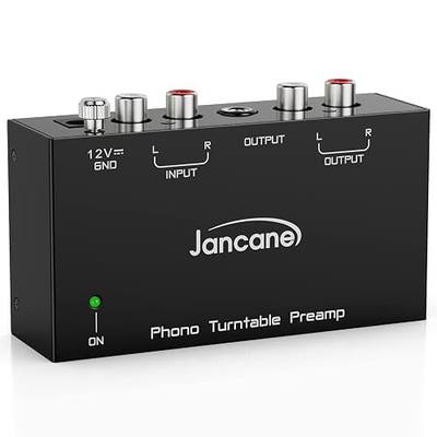 Fan Phono Preamp for Turntable- Mini Electronic Audio Stereo Phonograph Preamplifier with RCA Input, RCA/TRS Output, Low Noise Operation, with 18 Volt DC Adapter