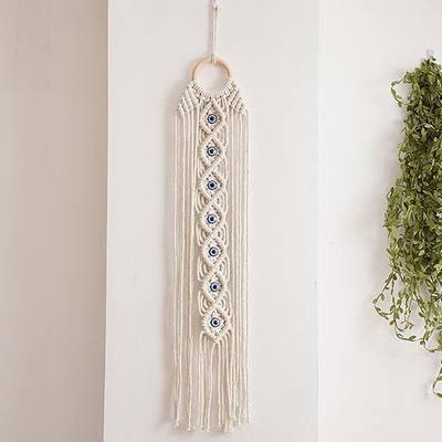 Boho Macrame Wall Hanging,Handmade Evil Eye Wall Decor Dreamcatchers for Bedroom Home Apartment Ornament Craft Gift (27.56" L x 5.51” W)