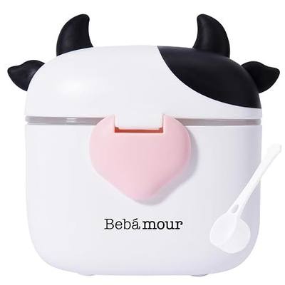 Bebamour Baby Formula Dispenser On The Go, Formula Container to Go, Formula Holder for Travel, Candy Fruit Snack Storage Container with Scoop and Leveller (Black)