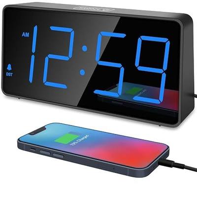 Peakeep Digital Alarm Clock for Bedrooms Bedside, Loud for Heavy Sleepers | Large Big LED Numbers Dimmable for Seniors, Battery Backup Plug in Electric Clock with USB Charger