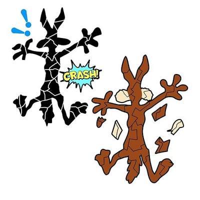 Scratch and Dent Fix Car Stickers, Funny Cartoon Coyote Splash Into Pieces, Bumper Stickers for Jeep, Van, Auto, Truck, Motorcycle, Laptop, Skateboard, Wall, Window Decals Band-Aid Stickers