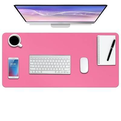 Boutilon Leather Desk Pad Protector,Non-Slip Mouse Pad,Laptop Desk Pad,Office Mouse Mat,Waterproof Leather Desk Blotter,Desk Writing Pad for Office and Home (S-Rose Pink,24"x 14")