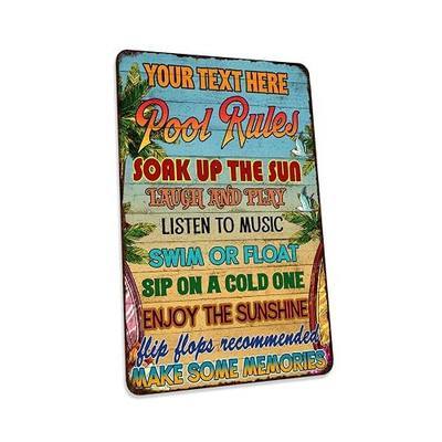 Personalized Pool Rules Sign Backyard Oasis Patio Summer Poolhouse Decor Outdoor Hot Tub BBQ Tiki Poolside Paradise Porch Décor 116242002007