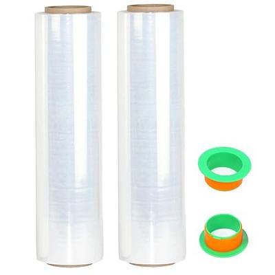 2-Pack Clear Stretch Wrap 18" x 1000 Feet 80 Gauge Industrial Strength with Plastic Handle, Plastic Pallet Supplies Durable Self-Adhering for Packing, Moving, Heavy Duty Shrink Film Rolls