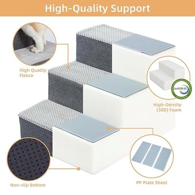 Pettycare Dog Stairs for Small Dogs - Foam Pet Steps for High Beds and Couch, Non-Slip Folding Steps Portable Pet Stairs, 5 Step, Grey