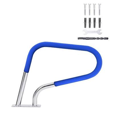 Pool Rail 30"x 22" 304 Stainless Steel 250LBS Load Capacity Silver Rustproof Pool Handrail for Swimming Pool with Blue Grip Cover & Accessories