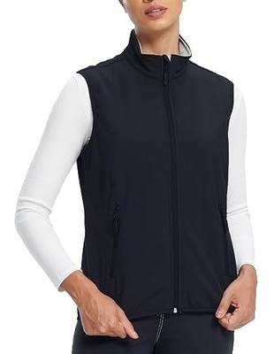 fit space Women's Softshell Vest Athletic Warm Up Sleeveless Scrub Jacket Zip Pockets Cycling Running Golf