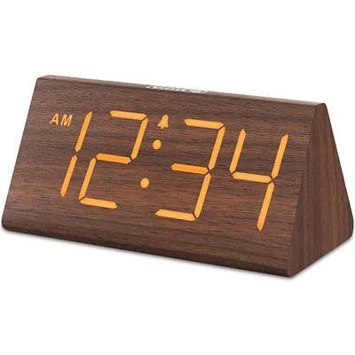 DreamSky Wooden Digital Alarm Clock for Bedrooms Desk with Large Numbers | Living Room Clock, USB Port, Loud Alarm for Heavy Sleepers, Adjustable Volume, Dimmer, DST, Mantel Clock Wood Décor (Plug in)