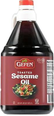 Gefen 100% Pure Toasted Sesame Oil, 2 Liter - 67.6oz | One Ingredient | Rich Aroma & Taste | Bulk Size | Preservative Free | Easy Pour handle | Full Bodied | Great in Dressings, Sauces, Marinades,